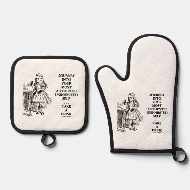 Reise in dein authentischstes, ungehemmt Selbst Ofenhandschuh & Topflappen-Set (Vorderseite)