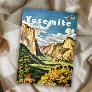 Reise in den Yosemite-Nationalpark im Retro-Stil Postkarte