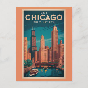 Reise in die alte Stadt Chicago Illinois Windy Cit Postkarte