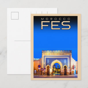 Reise in die Altstadt von Fes Medina Marokko Vinta Postkarte