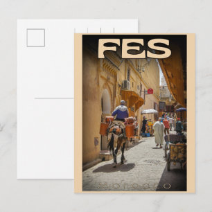 Reise in die Altstadt von Fes Medina Marokko Vinta Postkarte