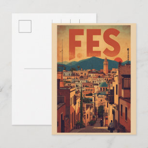 Reise in die Altstadt von FES Medina Marokko Vinta Postkarte