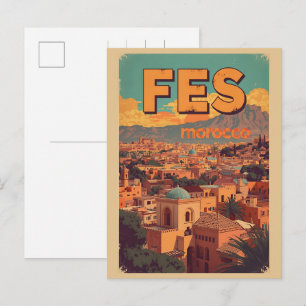 Reise in die Altstadt von FES Medina Marokko Vinta Postkarte