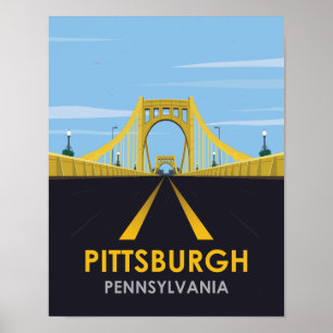 Reise in die Innenstadt von Pittsburgh, PA im Vint Poster