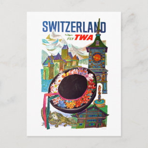 Reise in die Schweiz im Vintage-Stil Postkarte