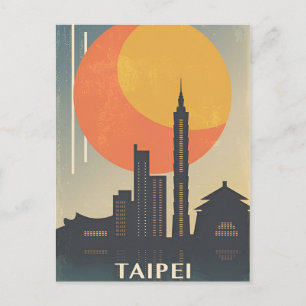 Reise in die Stadt New Taipei City Taiwan im Vinta Postkarte