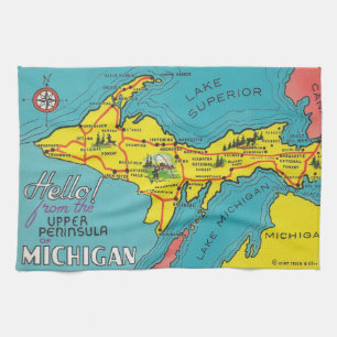 Reise in die Upper Peninsula von Michigan im Vinta Geschirrtuch