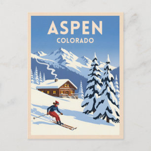 Reise in die Vergangenheit Aspen Colorado Wintersk Postkarte