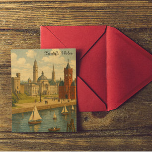 Reise in die Vergangenheit: Cardiff, Wales Landmar Postkarte