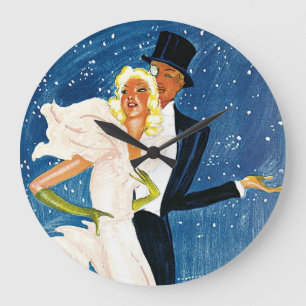 Reise in die Vergangenheit, Liebesromantik Winter Große Wanduhr