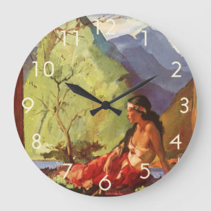 Reise in die Vergangenheit, neuseeländische Landsc Große Wanduhr