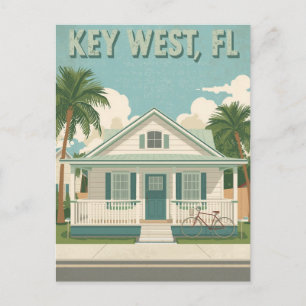 Reise in ein vintage Cottage in Key West, FL Postkarte