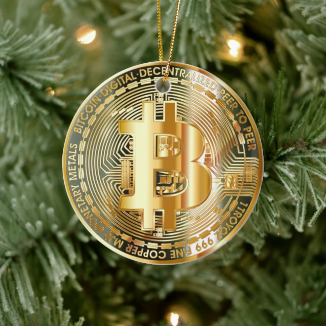 Reise in Kryptowährungs-Chic: Bitcoin Elegance Keramik Ornament (Baum)