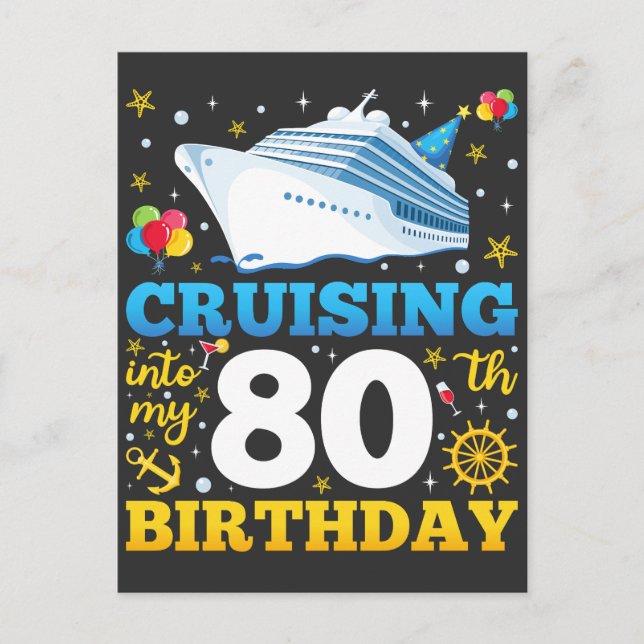 Reise in meine 80 Geburtstagsparty Postkarte (Vorderseite)
