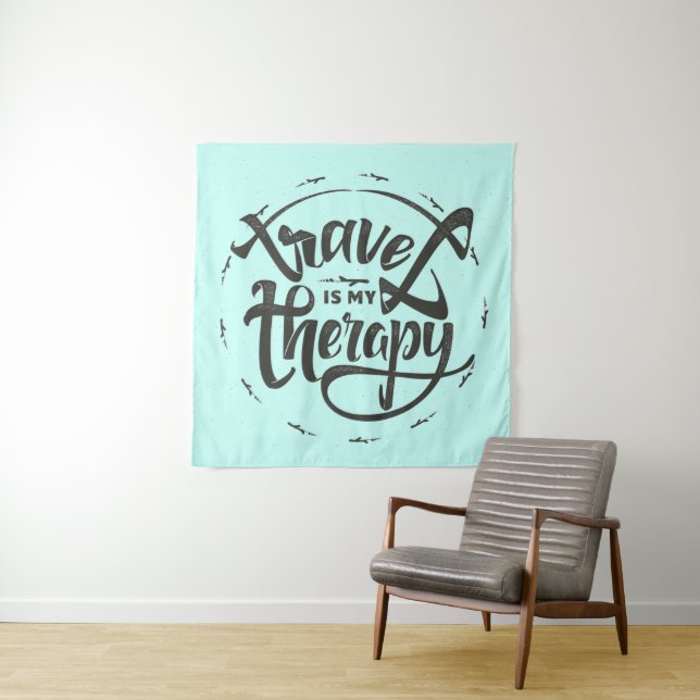 Reise ist meine Therapie Wandteppich (Beispiel (Horizontal))