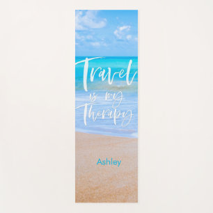 REISE IST MEINE THERAPIE White Quote Name Strand Yogamatte