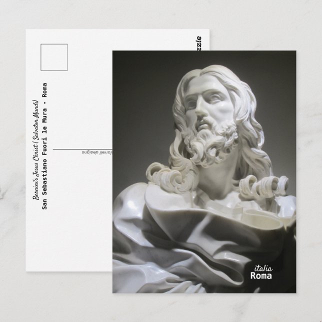 Reise-  | Italien - Rom - Bernini-Skulptur Christu Postkarte (Vorne/Hinten)