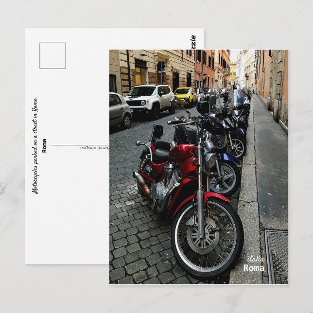 Reise-  | Italien - Rom, geparkte Krafträder Postkarte (Vorne/Hinten)