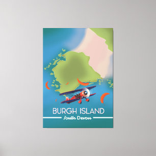 Reise Karte Burgh Island Devon Leinwanddruck