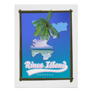 Reise Karte der Insel Rinca Indonesien Poster