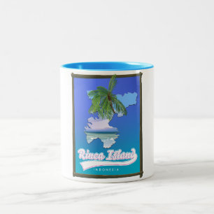 Reise Karte der Insel Rinca Indonesien Zweifarbige Tasse