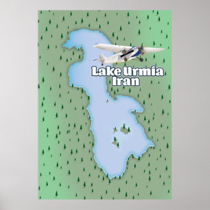 Reise Karte von Lake Urmia Iran Poster