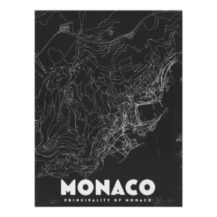 Reise Karte von Monaco im Vintage Stil Poster