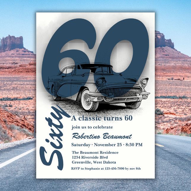 Reise-Klassiker-Auto wird 60 Einladung (Von Creator hochgeladen)