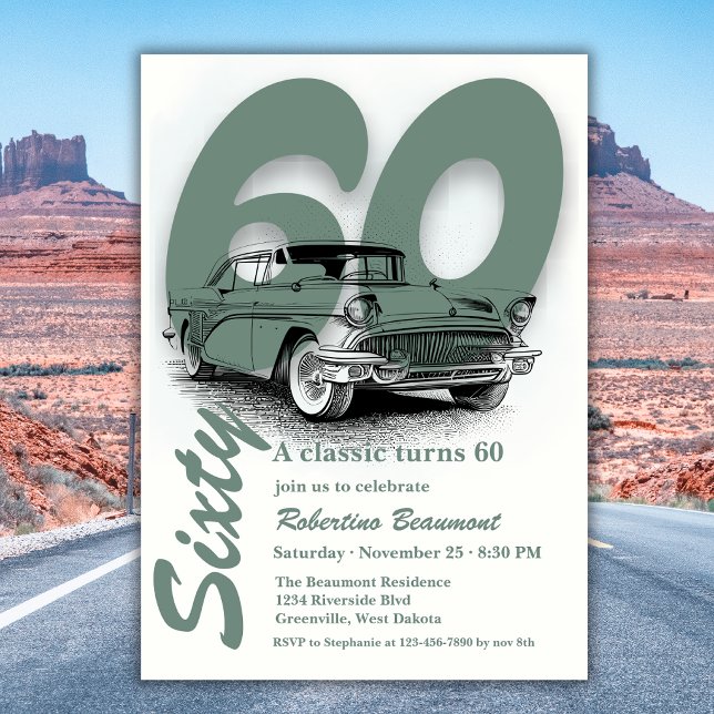 Reise-Klassiker-Auto wird 60 Einladung (Von Creator hochgeladen)
