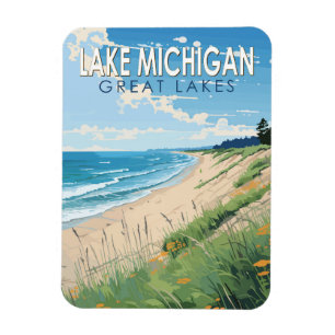 Reise-Kunst-Vintage am Lake Michigan Magnet