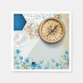 Reise-Lover | Golden Compass Paper Napkin Serviette