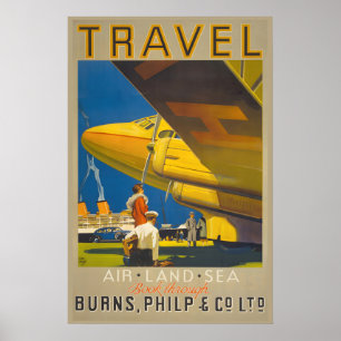 Reise - Luft Land & Meer 1935 Klassisch Vintage We Poster