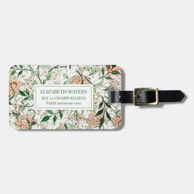 REISE LUGGAGE TAG : WILLIAM MORRIS : JASMINE GEPÄCKANHÄNGER (Vorderseite horizontal)