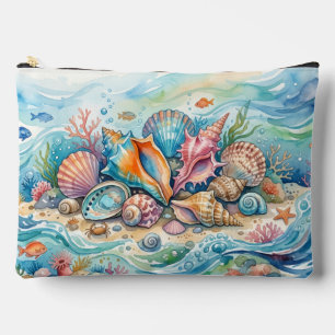 Reise-Make-up-Tasche für Muschelfreunde Ozeanwasse Zubehörtasche