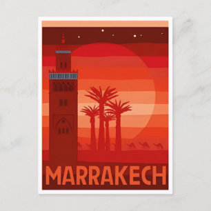 Reise-Marokko Vintage marokko Tourismus Marrakesch Postkarte