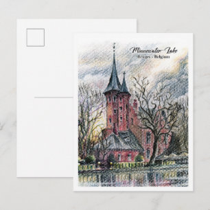 Reise Minnewater-See in Brügge Belgien Postkarte