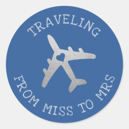 Reise Miss zu Frau Blue Airplane Gefälligkeitskenn Runder Aufkleber