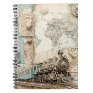 Reise mit alten Eisenbahnzügen Notizblock
