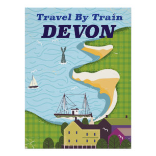 Reise mit dem Zug Devon Poster