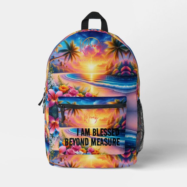 Reise mit Grace: Ich bin gesegnet für Reisen" Bedruckter Rucksack (Vorderseite)