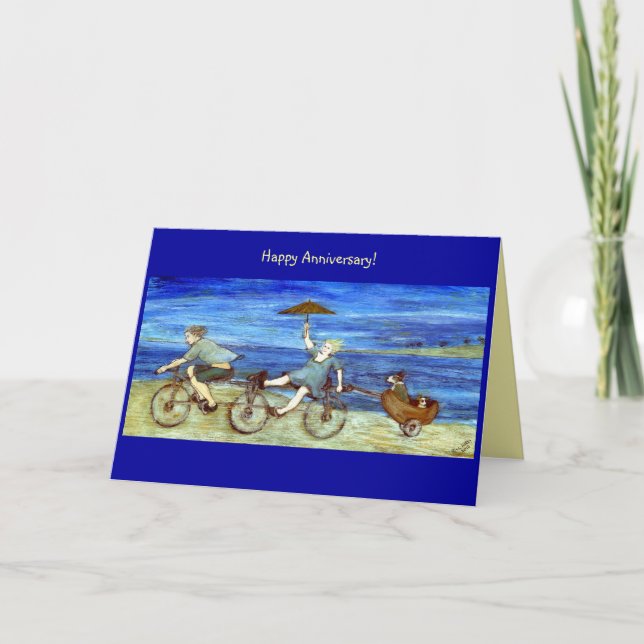 Reise mit Tandem Fahrrad Jubiläum Karte (Vorderseite)