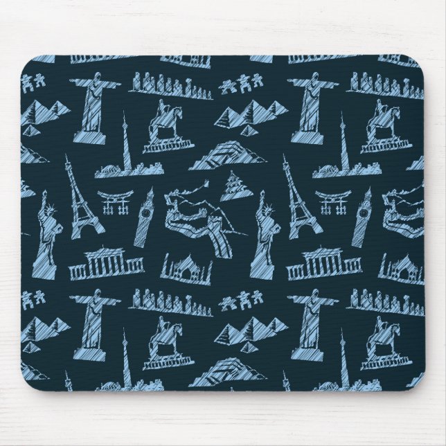 Reise-Muster im Blues-Muster Mousepad (Vorne)