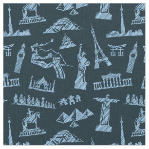 Reise-Muster im Blues-Muster Stoff