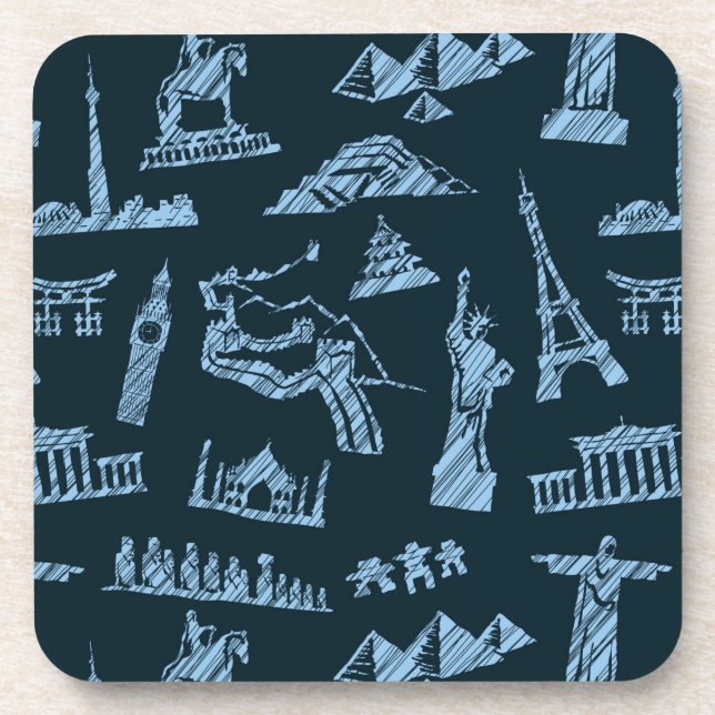 Reise-Muster im Blues-Muster Untersetzer (Vorderseite)