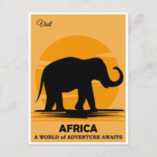 Reise nach Afrika Afrikanischer Elefant Vintage Postkarte