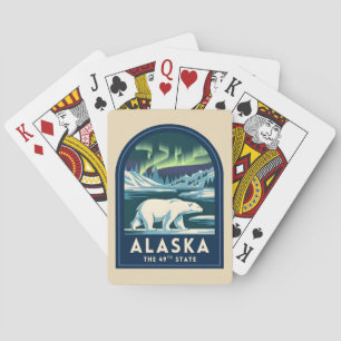 Reise nach Alaska Nordlichter Eisbär Vintage Spielkarten