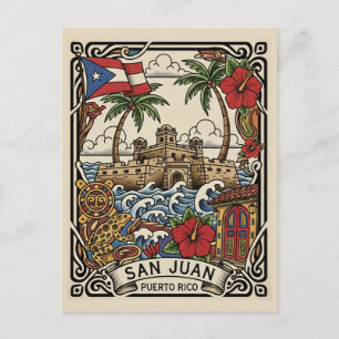 Reise nach Alt-San Juan Puerto Rico Postkarte