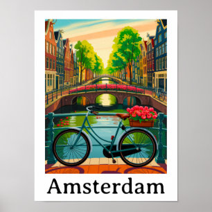 Reise nach Amsterdam Holland Kanalstadt Vintage Poster