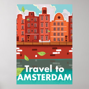 Reise nach Amsterdam Vintage Poster