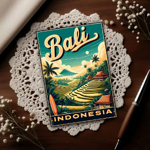 Reise nach Bali, Indonesien im Vintage-Stil  Postkarte